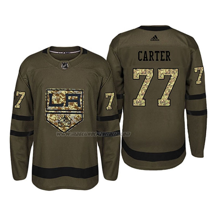 Maglia Hockey Los Angeles Kings Jeff Carter 2018 Salute To Service Verde Militare